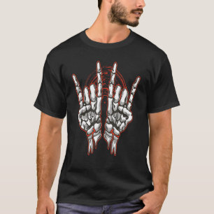gitaarnek met een zoete rots op de hand. t-shirt