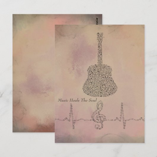 gitaarnoten met hartslag Kaart (Voorkant / Achterkant)