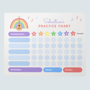 Gitaarpraktijken Muzieknoten Rainbow Reward Chart Notitieblok