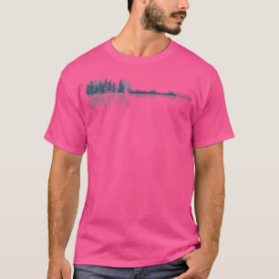 Gitaarreflectie Retro Natuur Forest Guitar Lake T-shirt