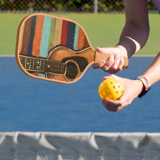 Gitaarschilderij met gestreepte achtergrond pickleball paddle (Insitu)