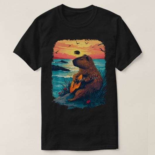 GitaarSpelen Capybara Tropical Sunset 1 T-shirt (Design voorkant)