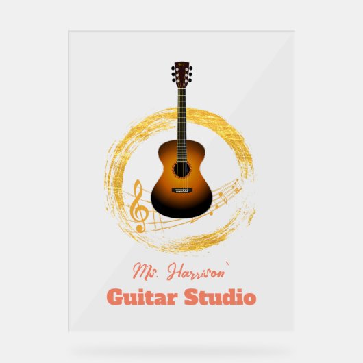 Gitaarstudio Elegant Transparant Acryl Teken Acryl Bord (Voorkant)