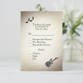 Gitaarthema Antiek Goud RSVP met menu keuze (Staand voorkant)