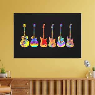 gitaren Colorful Musical Instruments Canvas Afdruk