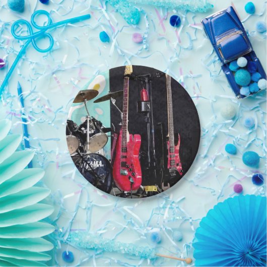 gitaren en trommels papieren bordje (Feest)