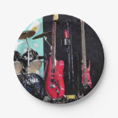 gitaren en trommels papieren bordje (Voorkant)