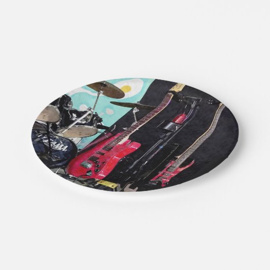 gitaren en trommels papieren bordje (Gekanteld)