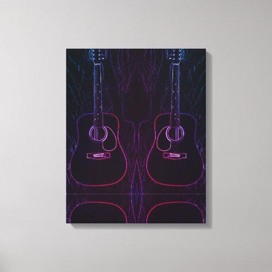 gitaren in abstract licht canvas afdruk (Voorkant)