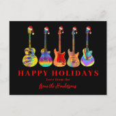 Gitaren in Kerstmannenhoeden Prettig Kerstfeest Feestdagenkaart (Voorkant)