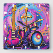 Gitaren Muziek Worship Cross Art Vierkante Klok (Voorkant)