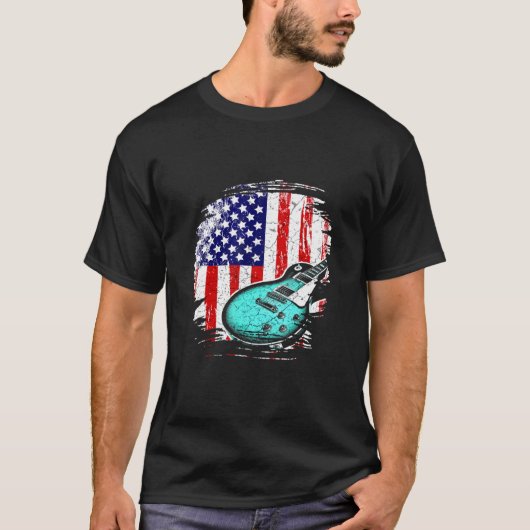 gitarist Amerikaanse vlag 3 T-shirt (Voorkant)
