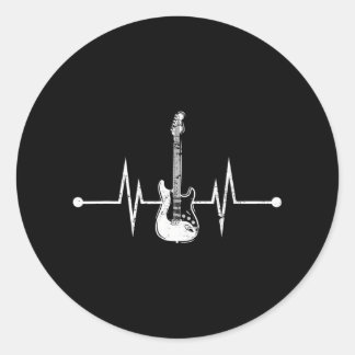 gitarist Bass Player Heartbeat Bass Guiter Ronde Sticker