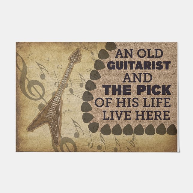  gitarist Cadeau, Funny Quotes Deurmat (Voorkant)