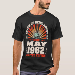  gitarist geboren mei 1962 61e geboortedag t-shirt
