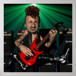 Gitarist in Flight Poster