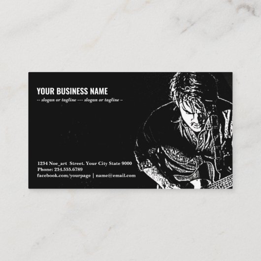 gitarist man muziek r565g visitekaartje (Achterkant)