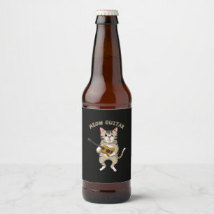 Gitarist Meow Gitaar Cute Kat Speelt Gitaar Kerstm Bier Etiket