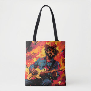 Gitarist Muziek Schilderen Abstracte Art Decor Draagtas