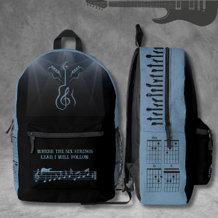 Gitarist Slate Blue Trendy Rock Muziek Bedrukte Rugzak