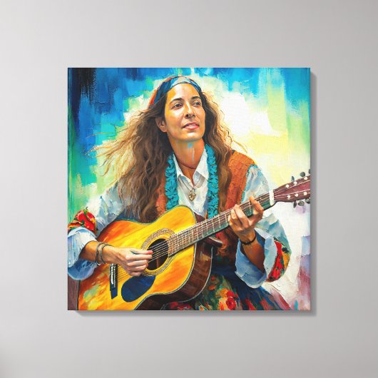 Gitarist Stretched Canvas Print (Voorkant)