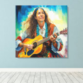 Gitarist Stretched Canvas Print (Insitu (Houten vloer))