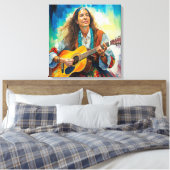 Gitarist Stretched Canvas Print (Insitu (Slaapkamer))