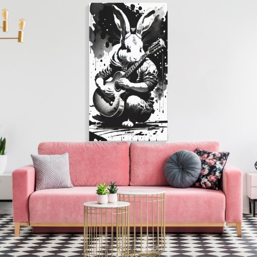 Gitarkonijn Canvas Afdruk (Insitu (Woonkamer))