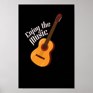 Gitarre "Geniet van de muziek" Poster