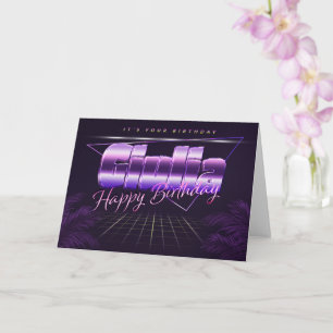 Giulia prénom carte rétro lilas pour l'anniversair