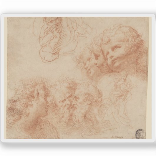 Giulio Cesare Procaccini - Hoofd- en figuurstudies Sticker (Voorkant)