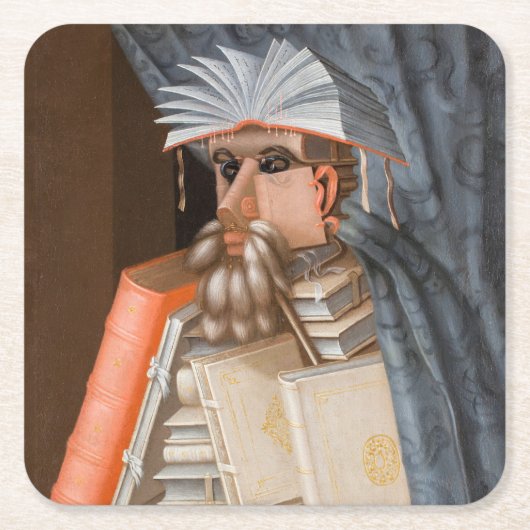 Giuseppe Arcimboldo - De Librarian Vierkante Kartonnen Onderzetter (Voorkant)