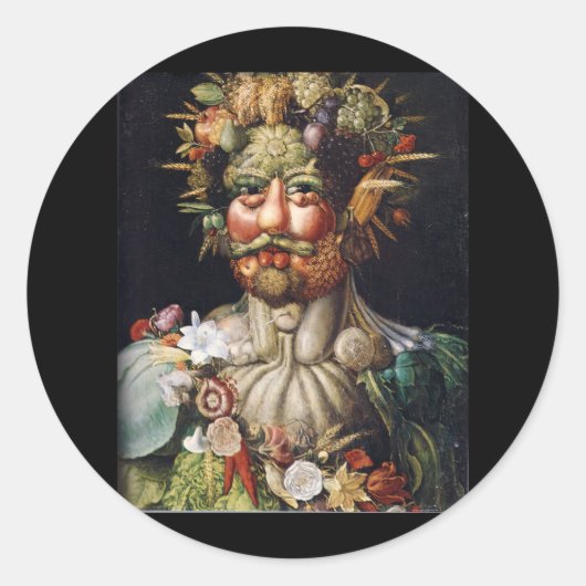 Giuseppe Arcimboldo Vegetable Man (Vertumnus) Ronde Sticker (Voorkant)