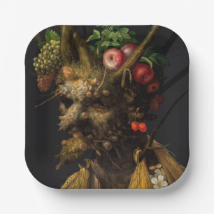 Giuseppe Arcimboldo - Vier seizoenen in één hoofd Papieren Bordje