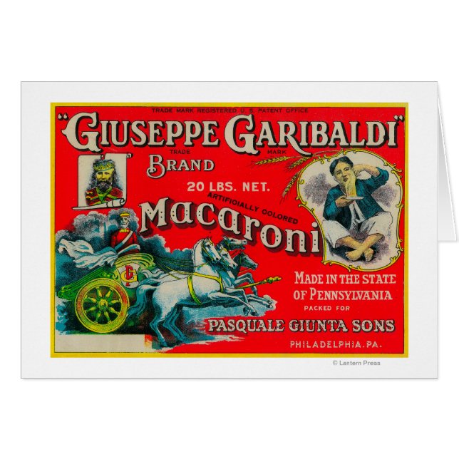 Giuseppe Garibaldi Macaroni Label (Voorkant Horizontaal)