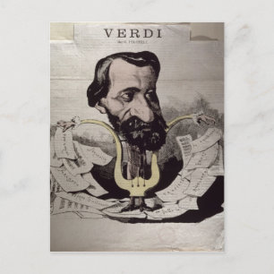 Giuseppe Verdi , karikatuur, 1860's Briefkaart