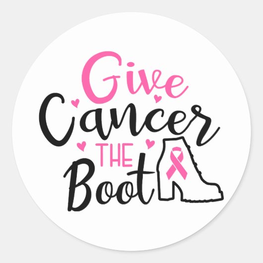 Give Breast Cancer The Boot Awareness Ronde Sticker (Voorkant)