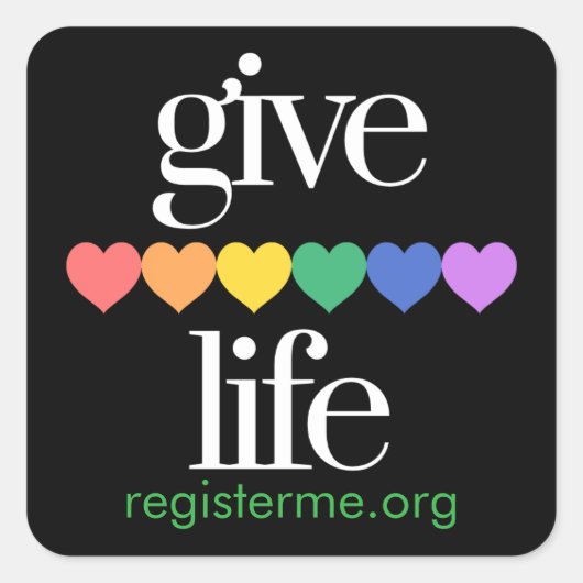 Give Life Organ Donor Registry Stickers (Devant)