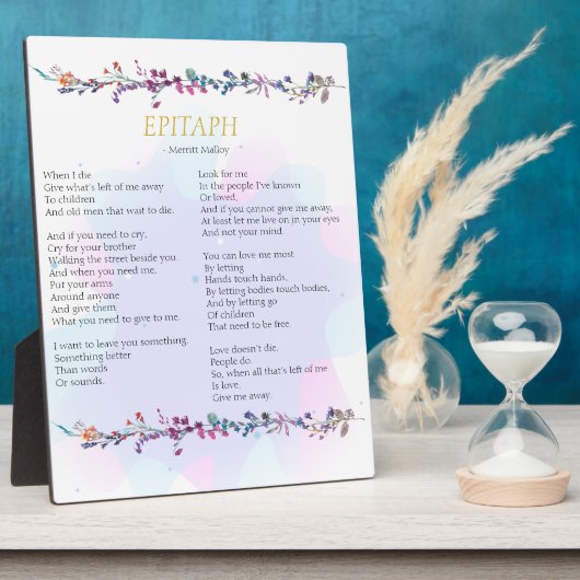 Give Me Away Epitaph Poem Tabletop Plaque (Côté)