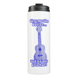 Give me the guitar and no one gets hurt.retro blue thermosbeker