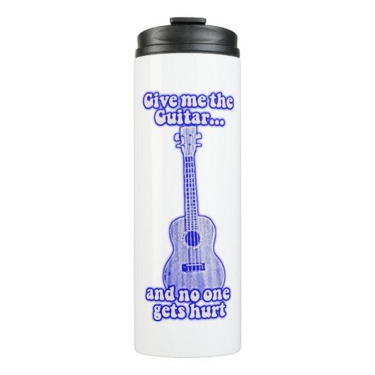 Give me the guitar and no one gets hurt.retro blue thermosbeker (Voorkant)