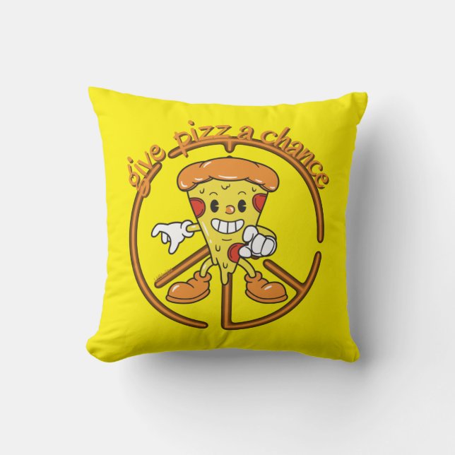 GIVE PIZZA A CHANCE funny pizza pun gift idea      Kussen (Voorkant)