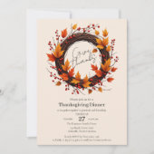 Give Thanks Autumn Wreath Thanksgiving Invitation Save The Date (Voorkant)