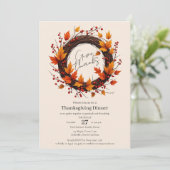 Give Thanks Autumn Wreath Thanksgiving Invitation Save The Date (Staand voorkant)