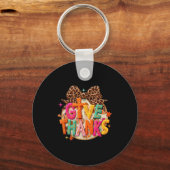 Give Thanks, Fall Leopard Coquette Bow, Preppy Tha Sleutelhanger (Voorkant)