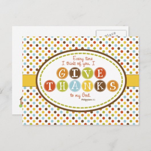 GIVE THANKS Scripting Verse Postcard Briefkaart (Voorkant / Achterkant)