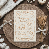 Give Thanks Thanksgiving Dinner Rustic Invitation
