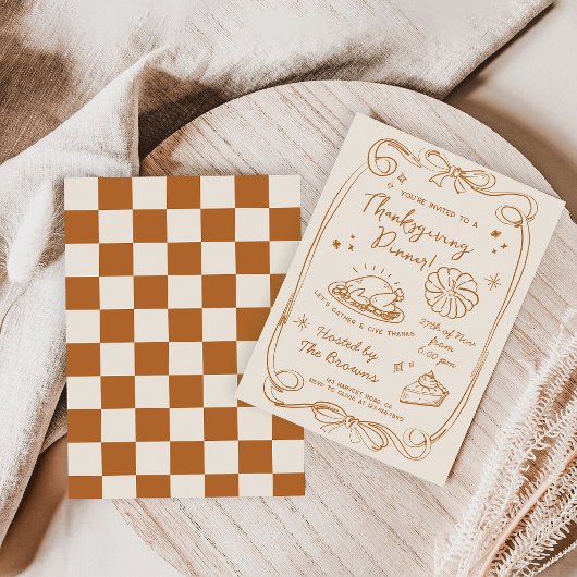 Give Thanks Thanksgiving Dinner Rustic Invitation