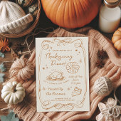 Give Thanks Thanksgiving Dinner Rustic Invitation