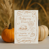 Give Thanks Thanksgiving Dinner Rustic Invitation Kaart